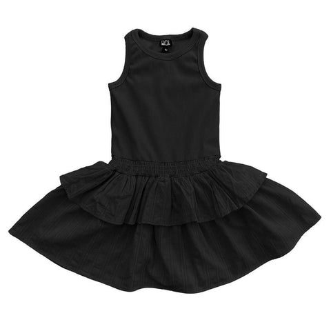 Little Olin - Tiered Tank Dress in Black