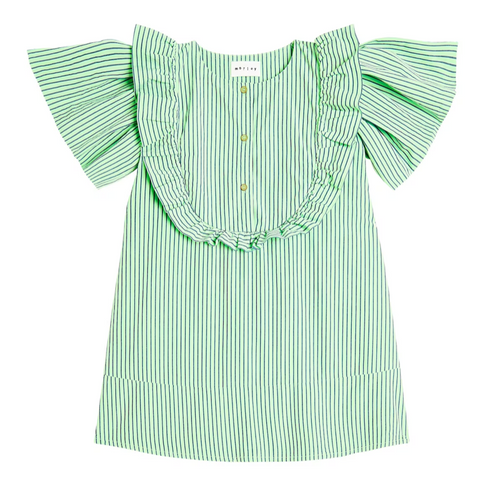 morley - Ummy Dress in Green Stripes