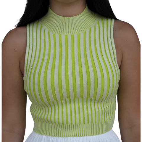 By Together - Ribbed Sweater Tank in Lime