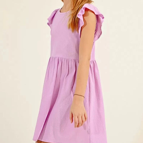 Molly Bracken - Ruffled Sleeve Dress in Lilac