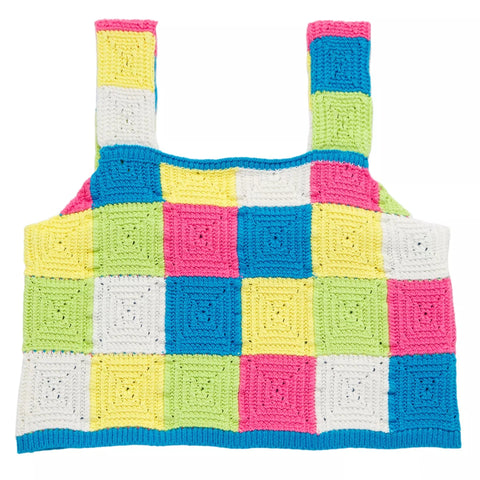 Design History - Crochet Checkered Top in Island Blue