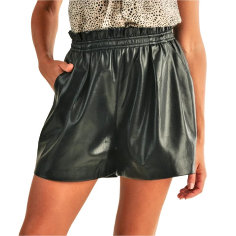 Zaria Leather Shorts - Black