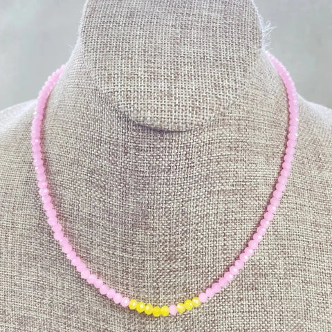 Mia Beaded Necklace - Pink Lemonade