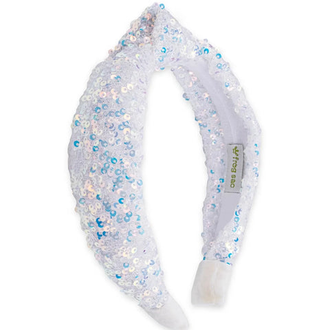too! - Sparkly Sequin Knot Headband in White