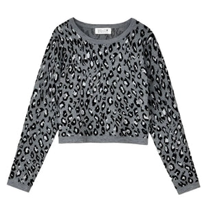 Knitted Sweater - Grey Leopard