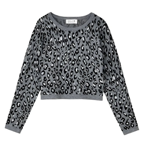 Knitted Sweater - Grey Leopard