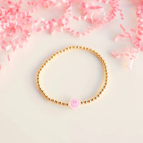 Beaded Blondes - Pink Smiley Beaded Bracelet