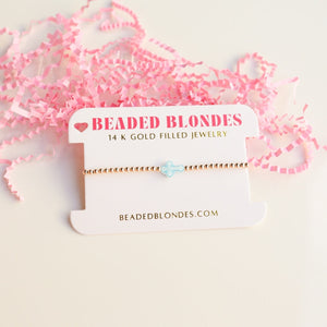 Beaded Blondes - Blue Cross Beaded Bracelet