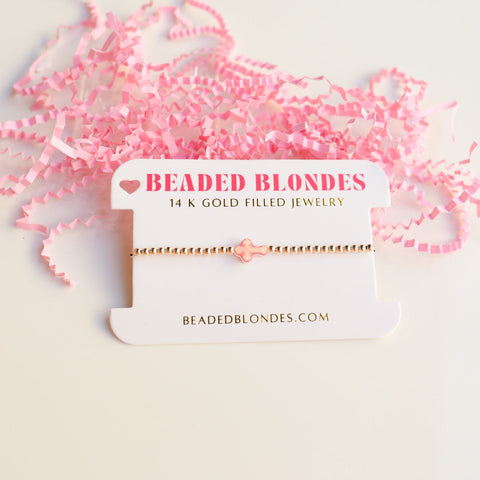 Beaded Blondes - Orange Cross Beaded Bracelet