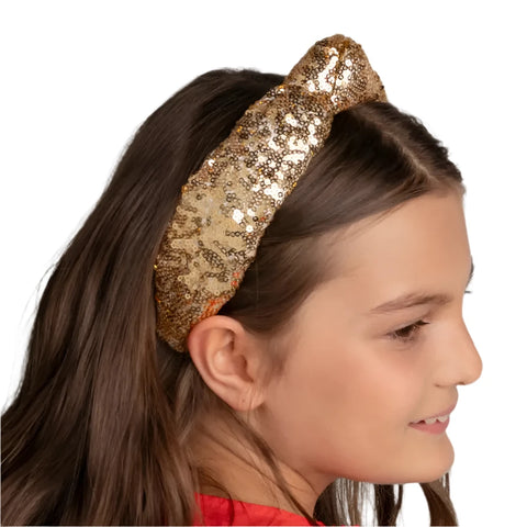 Sequin Knot Headband - Gold