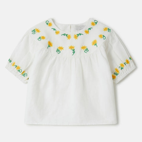 Stella McCartney - Linen Top With Embroidered Sunflowers