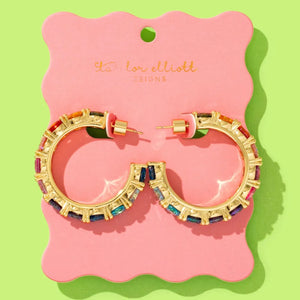 Elise Colorful Gem Hoops