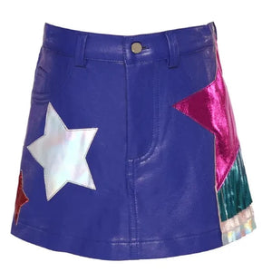 Hannah Banana- Faux Leather Star & Fringe Skirt