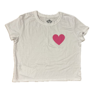 T2LOVE - Heart Boxy Top in White