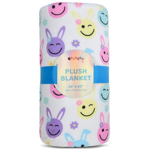 Iscream - Happy Face Bunnies Plush Blanket