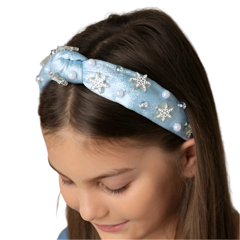 Snowflake Knot Headband - Icy Blue