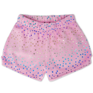 Pink Foil Stars Plush Shorts