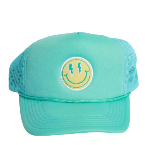 Teal & Yellow Smiley Trucker Hat