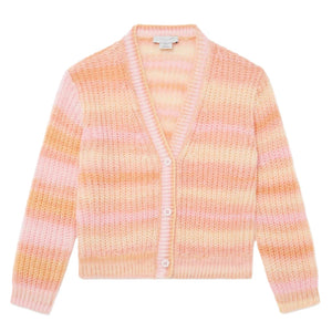 Striped Knit Cardigan Orange/Pink