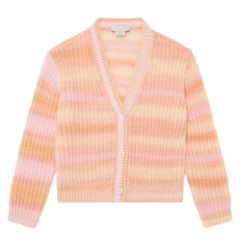 Striped Knit Cardigan - Orange/Pink