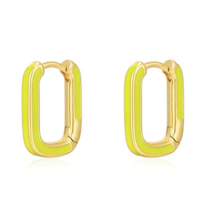 Luv AJ - Chain Link Huggies in Neon Yellow