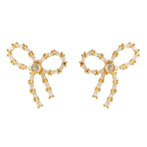 Mignonne Gavigan - Crystal Bow Studs in Gold/Clear