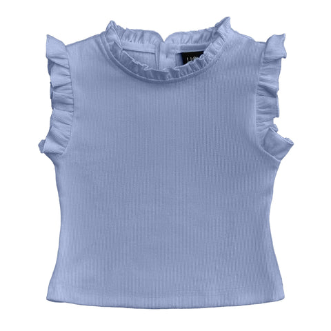 Little Olin - Blue Ruffle Tank Top