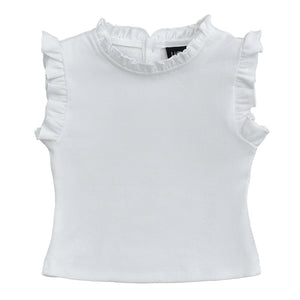 Little Olin - White Ruffle Tank Top