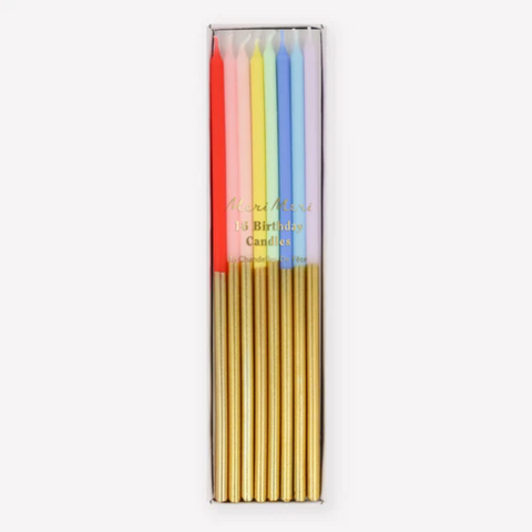 Meri Meri - Gold Dipped Rainbow Mix Candles