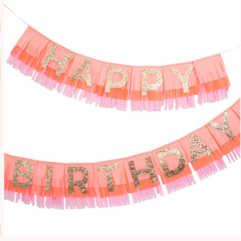 Meri Meri - Pink Happy Birthday Fringe Garland