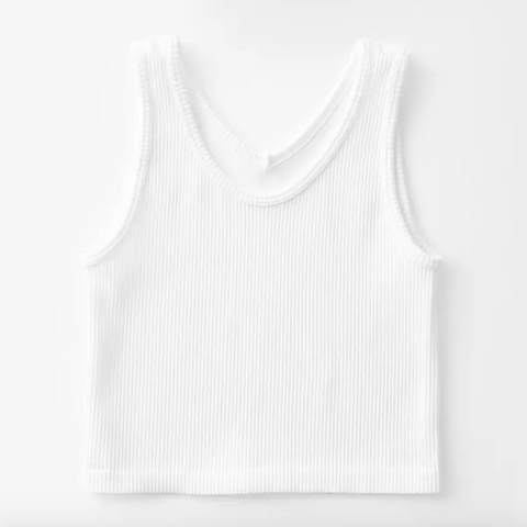 too! - Ribbed V-Neck Tank in White