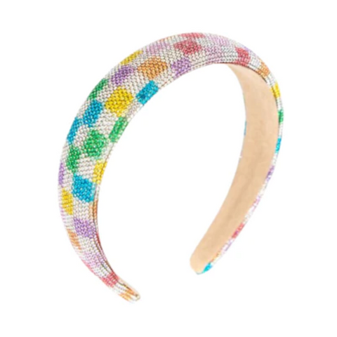 Bari Lynn - Checkered Headband in Pastel Rainbow