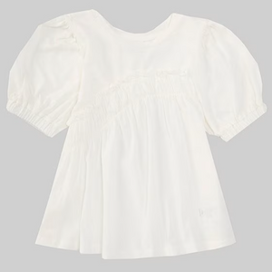 Habitual Girl - Puff Sleeve Ruched Top in White