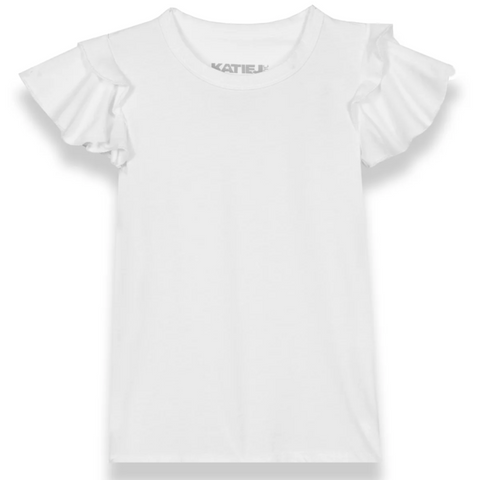 KatieJ - Erin Flutter Sleeve Top in White