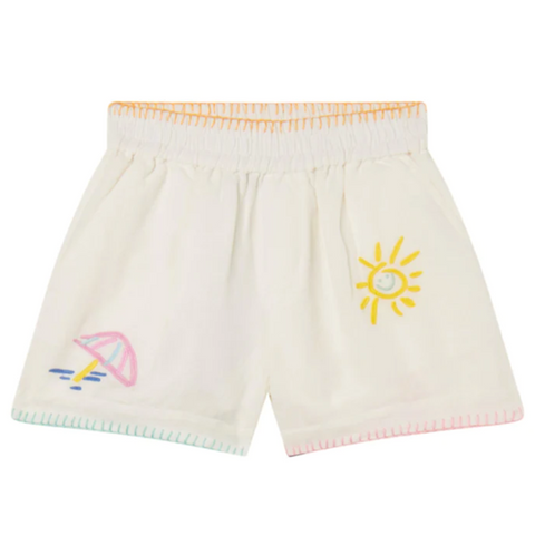 Stella McCartney - Linen Shorts with Beach Icons
