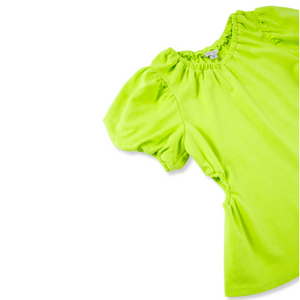 Habitual Girl - Puff Sleeve Cutout Top in Lime