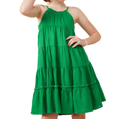 HAYDEN - Tiered Tank Dress in Green