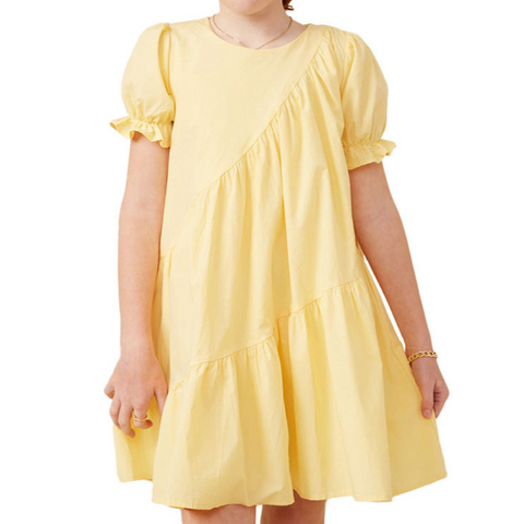 HAYDEN - Puff Sleeve Dress in Lemon
