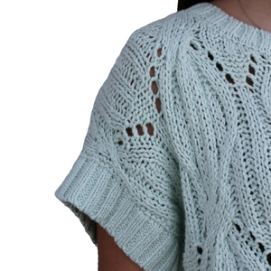 Short Sleeve Oversized Sweater - Mint