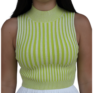 Ribbed Sweater Tank - Lime