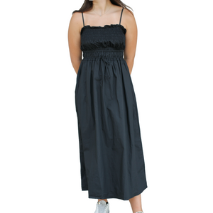 Smocked Black Maxi Dress