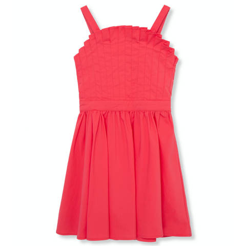 Habitual Girl - Pleated Dress in Coral