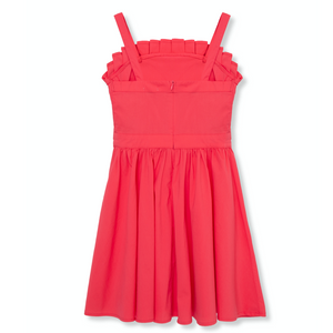 Habitual Girl - Pleated Dress in Coral