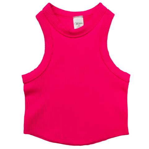 Seamless Ribbed Tank in Neon Pink