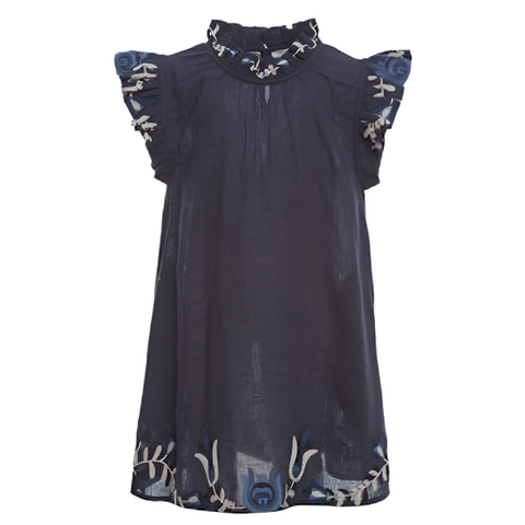 Sea - Inga Embroidery Tunic Dress in Navy