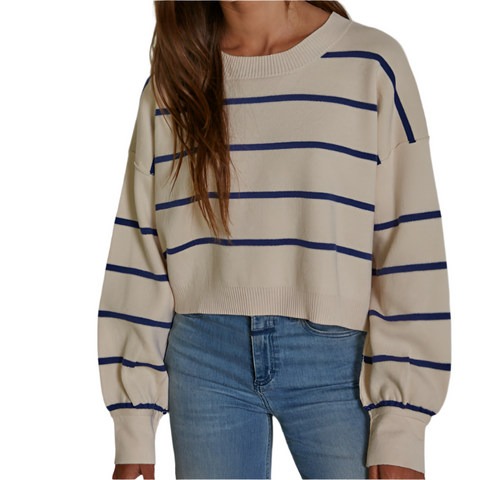 Frankie Striped Pullover - Navy