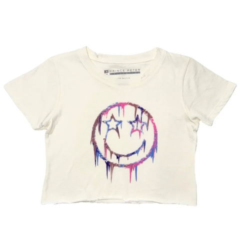 Drippy Happy Face Crop Tee