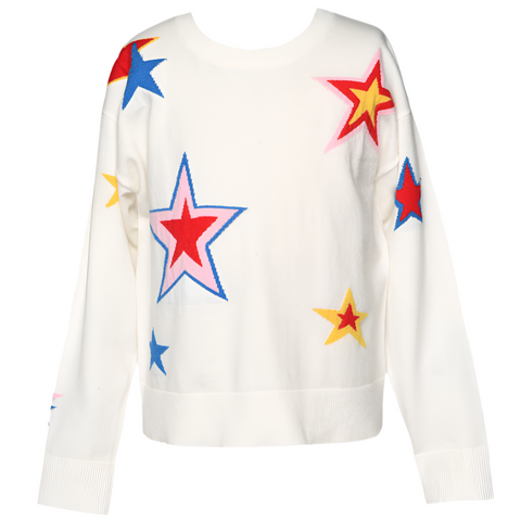 Rainbow Star Sweater - White