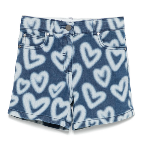 Bleached Hearts Denim Shorts