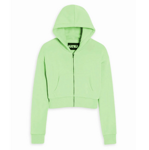 Dylan Cropped Zip Up - Avocado